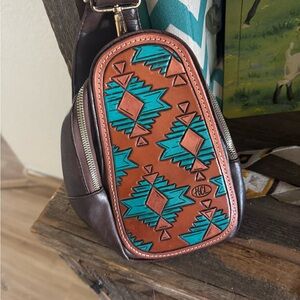 Southwestern Tooled Leather Crossbody